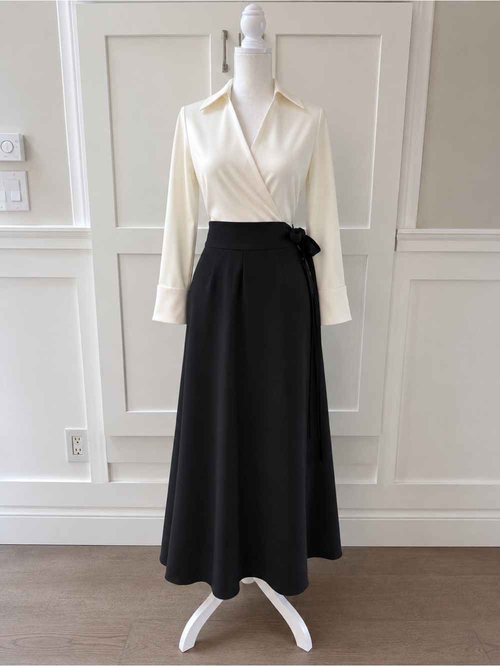 Boston Proper Black Wrap Maxi Skirt/Shirt dress with Waist Tie - Picture 2 of 2
